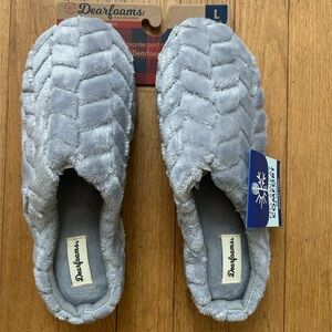 Dearfoams Light Gray Plush Slippers